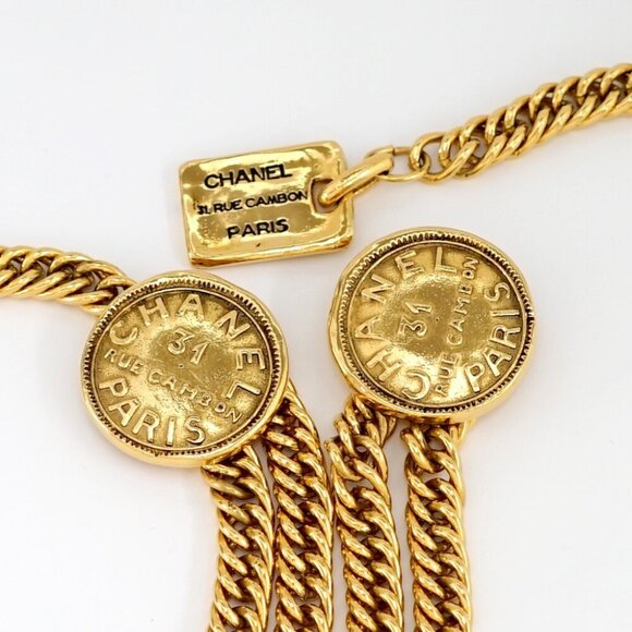CHANEL 31 Rue Cambon PARIS Double Chain Belt 34" Gold Tone Auth - Picture 5 of 7